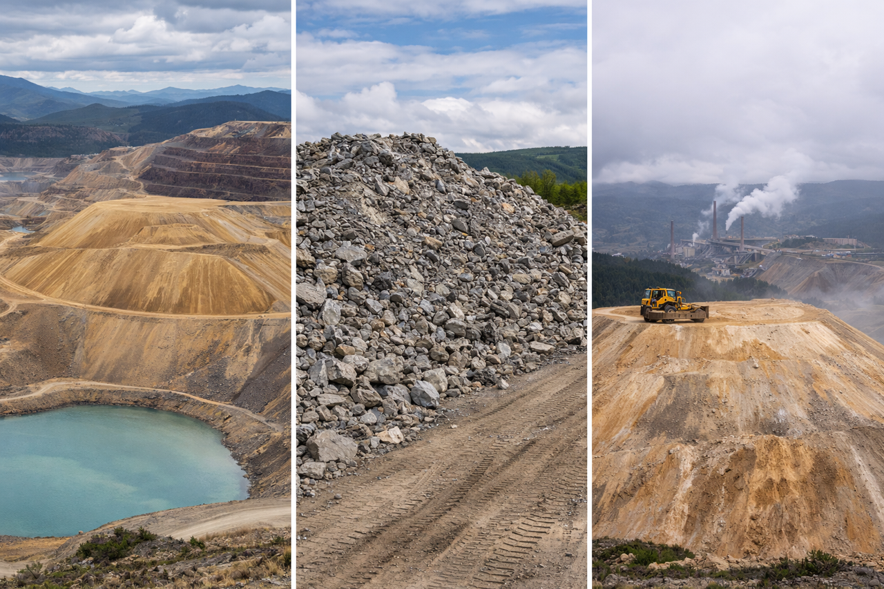Mining landscape and waste piles